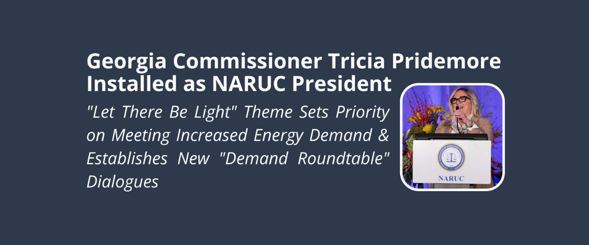 Georgia Commissioner Tricia Pridemore Installed as NARUC President